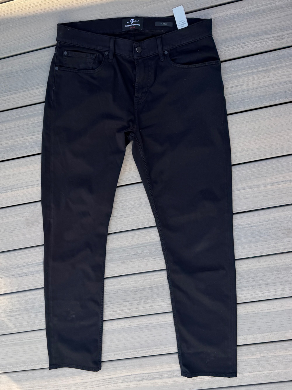7 for All Mankind Luxe Performance Plus Slimmy Tapered Jeans In Black (33)